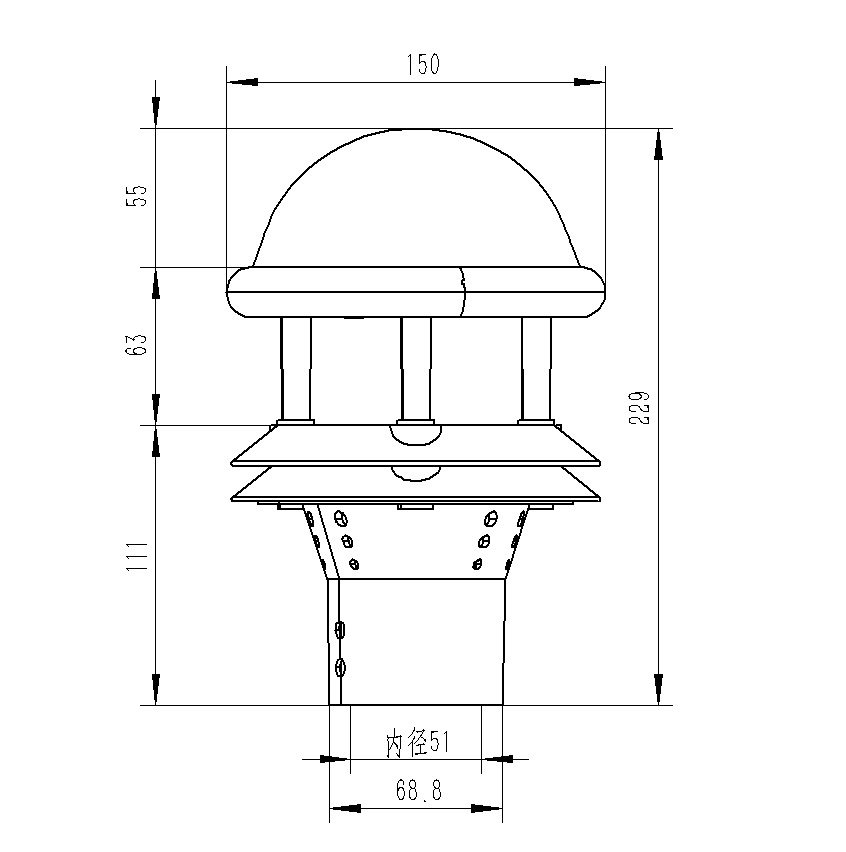 光学雨量传感器产品尺寸图